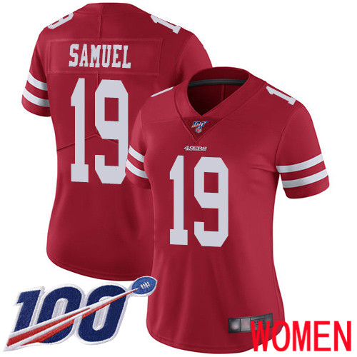 San Francisco 49ers Limited Red Women Deebo Samuel Home NFL Jersey #19 100th Season Vapor Untouchable->youth nfl jersey->Youth Jersey